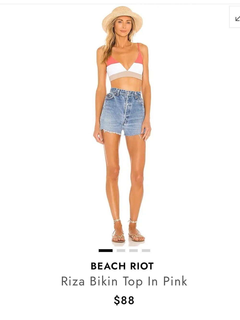 Beach Riot Coral & Beige Trim Bralette Bikini Top Size M